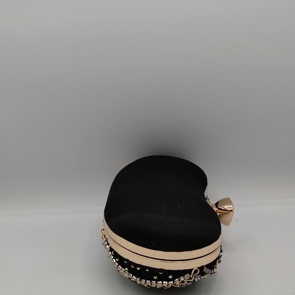 Women's black rhinestone clutch bag - Picture 7 of 9